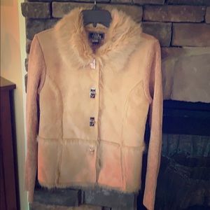 Suede, fur, chenille jacket. P Large